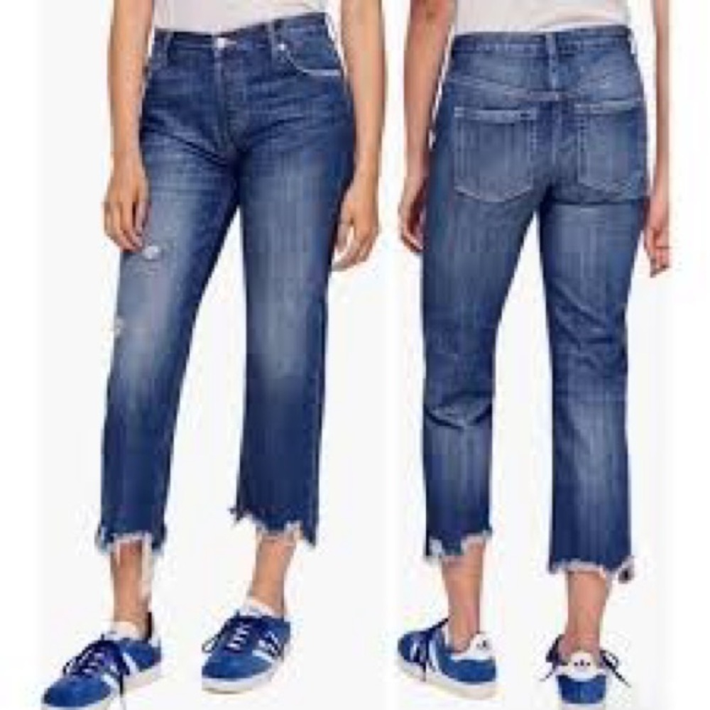 We The Free Maggie Distressed Blue Ankle Jeans